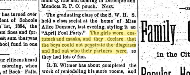 Imagen: parte del periódico del 3 de abril de 1884 en Illinois (Newspapers.com)